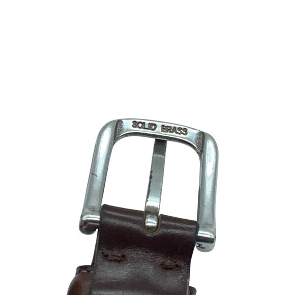 Eddie Bauer Genuine Leather Brown Belt Solid Brass Buckle 34-38” Waist Italy - Picture 3 of 6